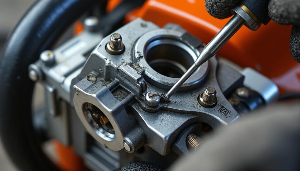 découvrez la procédure technique complète pour régler les vis h et l du carburateur de votre tronçonneuse et retrouver facilement les réglages d'usine pour un fonctionnement optimal.