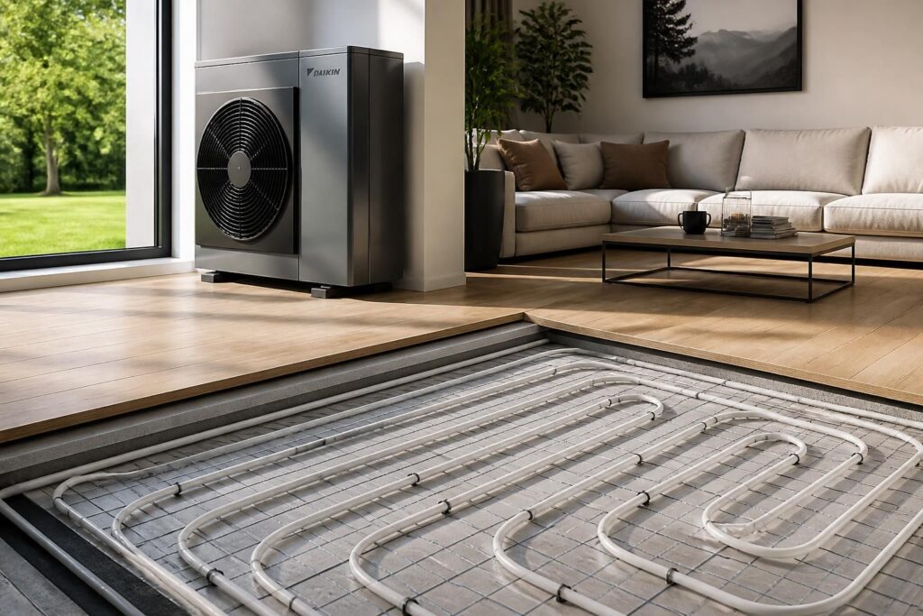 découvrez comment le plancher chauffant associé à une pompe à chaleur forme le duo gagnant pour optimiser la performance énergétique de votre logement selon la norme re2020.
